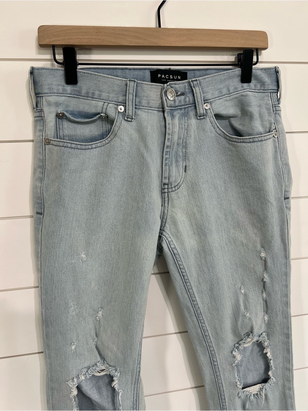 Pacsun Jeans Womens 30 Distressed Skinny Light Wash Stretch - Picture 3 of 12
